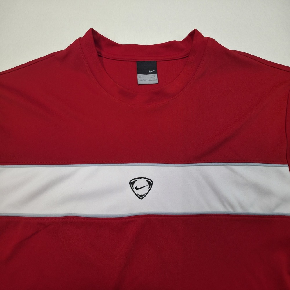 VINTAGE Nike Shirt Mens M Red Center Swoosh Sphere Y2K Limited Use